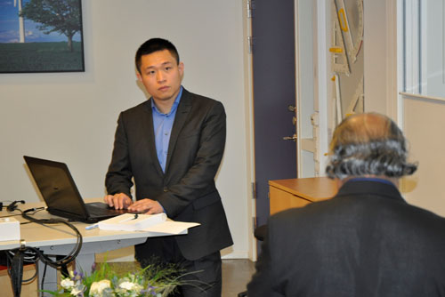 Baiwei Zhu has defended his doctoral thesis in Gjuterisalen at the School of Engineering at Jönköping Unviersity. His opponent was professor Rajan Ambat, Technical University of Denmark. Photo: Daniel Sjödahl
