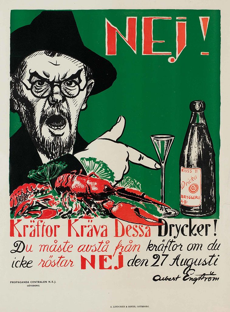 Kräftor kräva dessa drycker, affisch från 1922