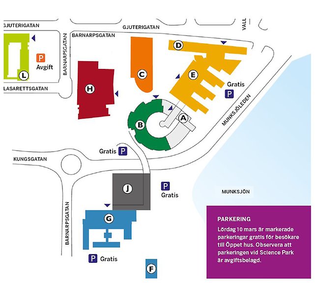 Karta över campus - Utbildning - Jönköping University