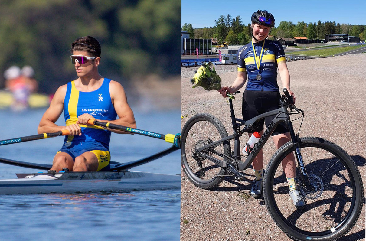 Man i solglasögson och kvinna framför cykel