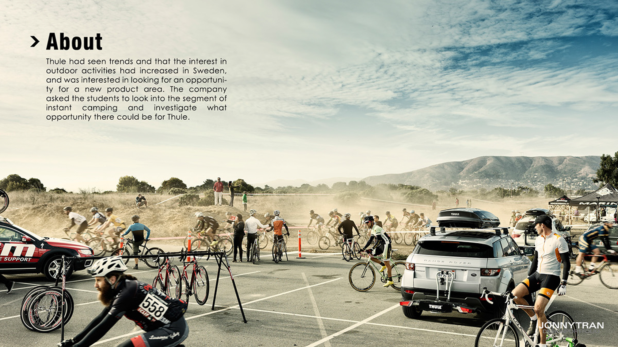 Bike event with text about Thule as a company