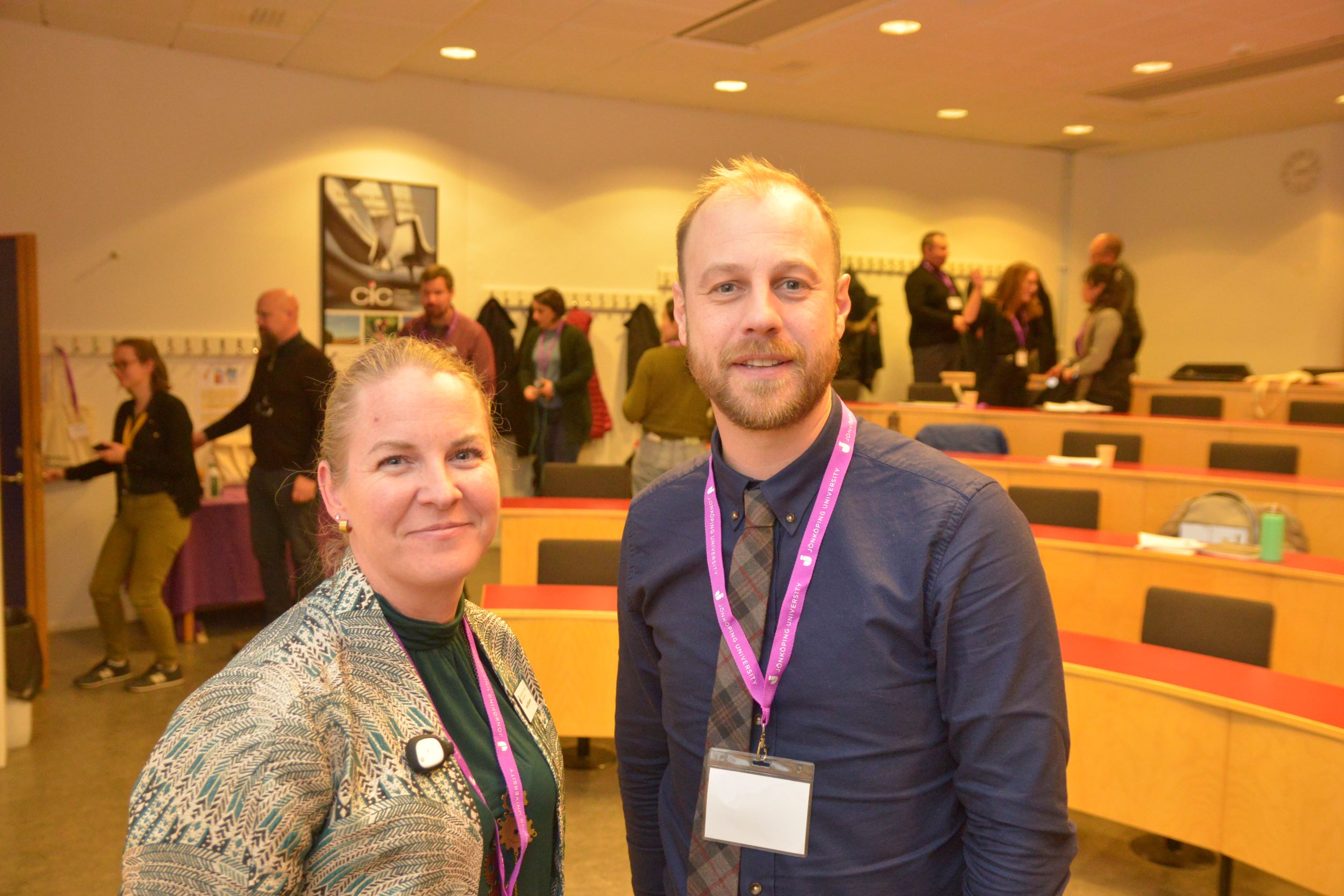 Jenny Bäckstrand, local project manager for the graduate school at Jönköping University, and Peter Thorvald, director of the graduate school, during the seminar at Jönköping University.