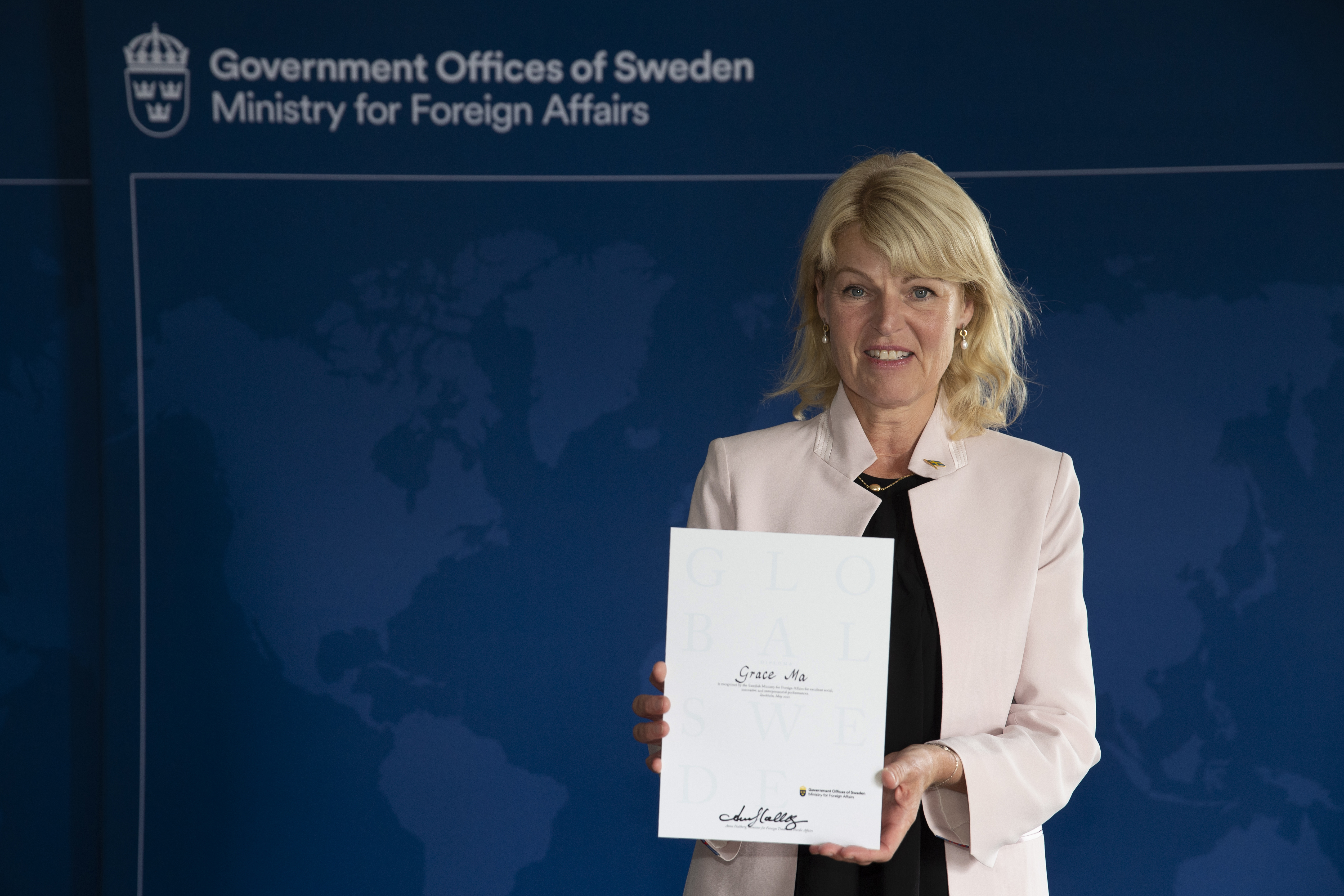 Anna Hallberg, the Minister for Foreign Trade and Nordic Affairs.