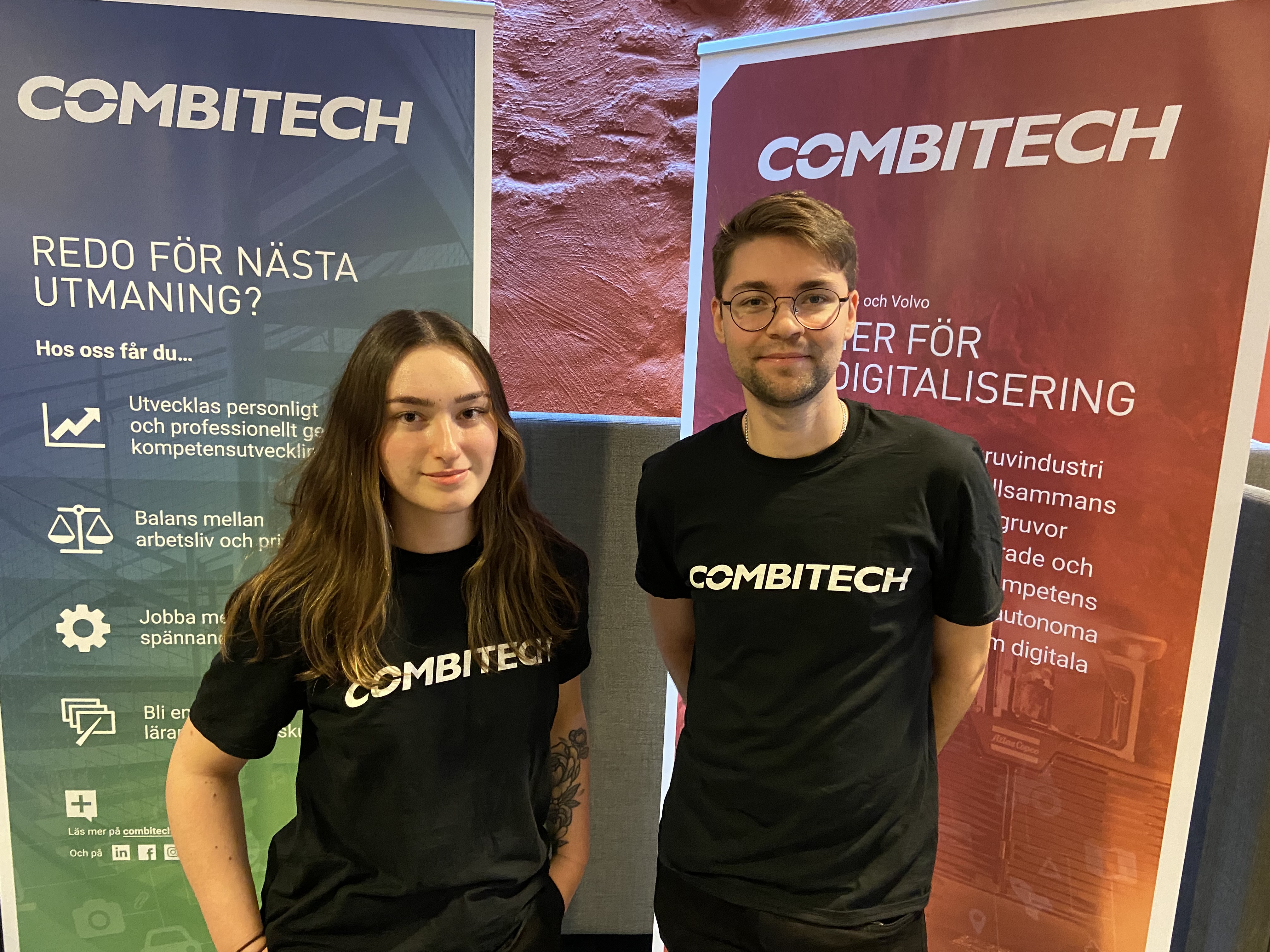 Adina Valjakka och Joel Landin på Combitech.