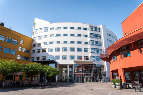 View of Jönköping International Business School from campus. 