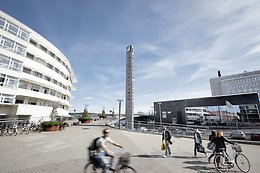 Jönköping University campus on a sunny day.