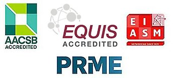 A grouping of the logos for the four organizations AACSB, EQUIS, PRME and EIASM.